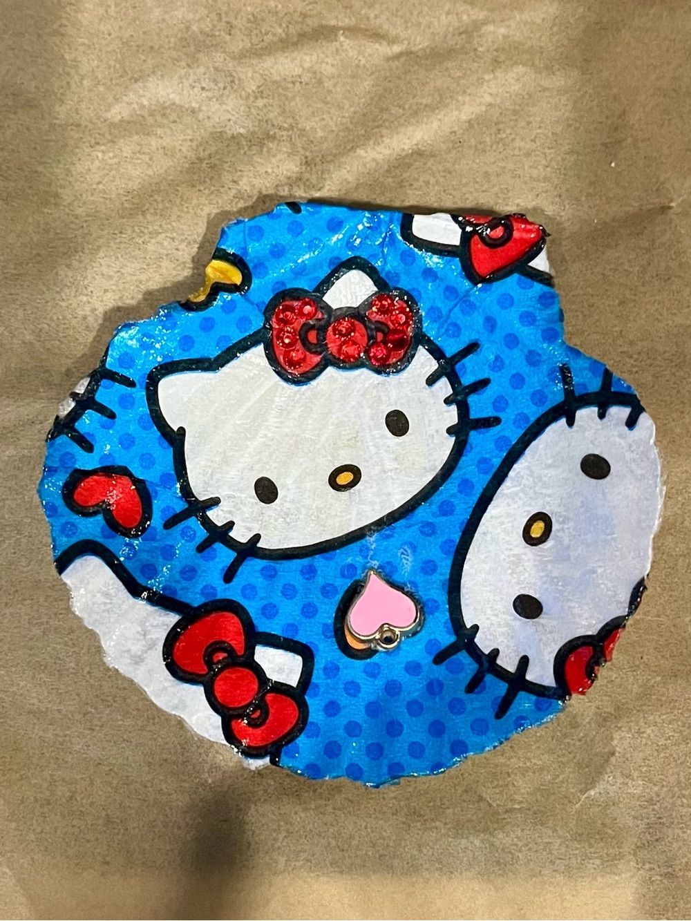 Hello Kitty Blue Polka Dot Accent with Red Bows and Pink Heart Ring Holder.